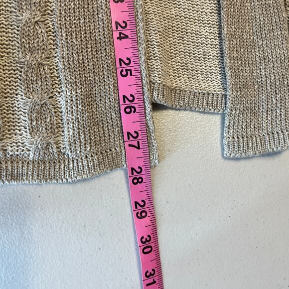 Horveit Natural Style Beige Cotton Linen Knit Long Sleeve Cardigan Sweater L - Picture 7 of 7